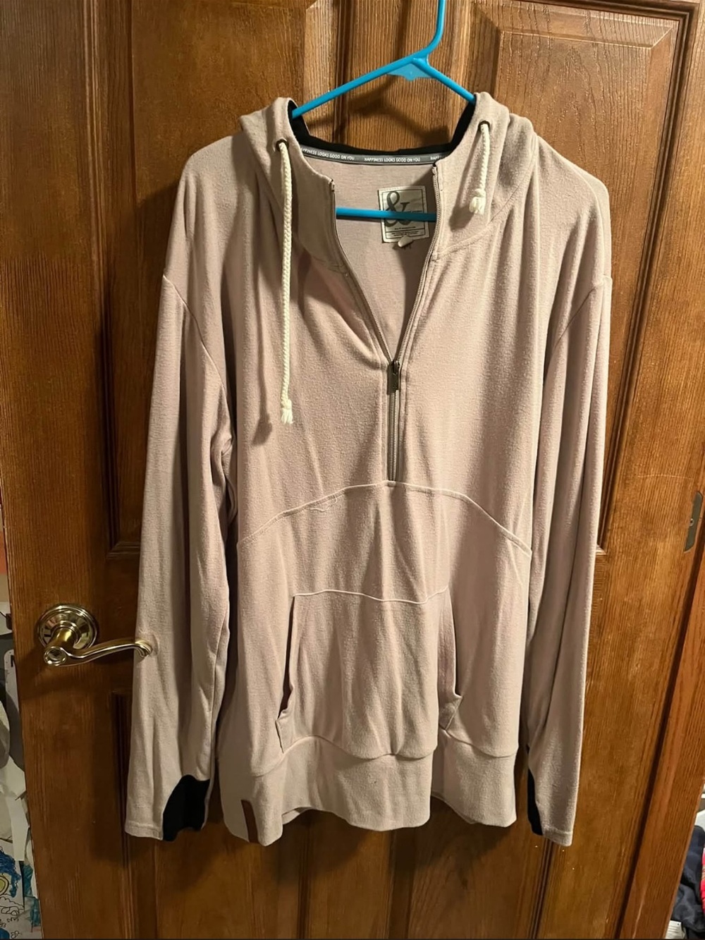 Half-Zip Hooded Sweater - Taupe